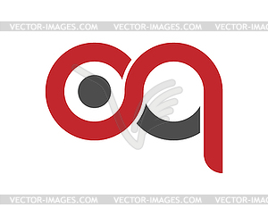 Stylized lowercase letters O and P are linked by - vector clip art