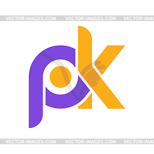 Stylized lowercase letters P and K are linked by - vector clipart / vector image