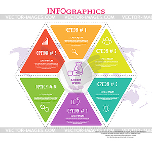 Infographic template with visual icons. 6 stages - vector clip art