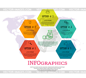 Инфографический шаблон с визуальными значками. 5 этапов - векторный клипарт EPS