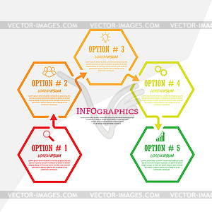 Инфографический шаблон с визуальными значками. 5 этапов - изображение в формате EPS