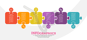 Шаблон из 6 этапов бизнеса, обучения, - векторная иллюстрация