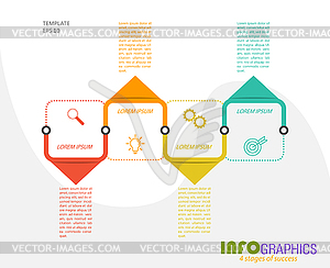 Infographics with pictograms. Template of 4 stages - vector clip art