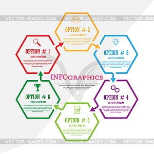 Infographic template with visual icons. 6 stages - vector image