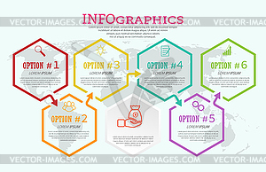 Infographic template with visual icons. 6 stages - vector clip art