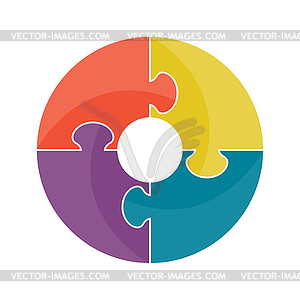 Circle is made of puzzles, simple design - vector image