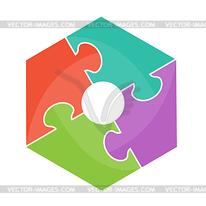 Polygon is composed of puzzles, simple design - vector clip art