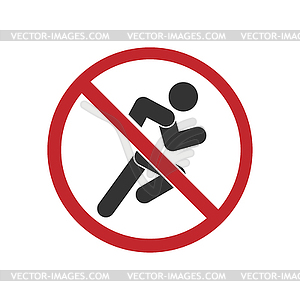 Sign that prohibits running or playing sport - vector clipart