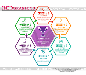 Infographic template with visual icons. 6 stages - vector clipart