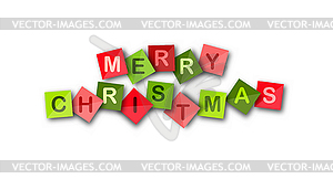 HAPPY CHRISTMAS on colorful square sheets. banner - vector image