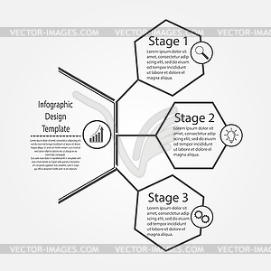 Infographic design template. Three steps to busines - white & black vector clipart