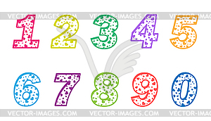 Set of decorative numbers of 0 to 9 with hearts - vector image