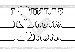 I LOVE INDIA. name of country is drawn using - vector clipart