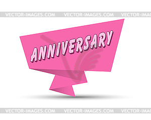Pink banner with word ANNIVERSARY. Simple - royalty-free vector image