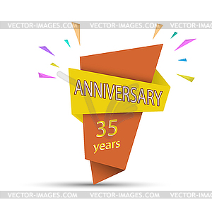 ANNIVERSARY 35 years. Colored banner for - vector image