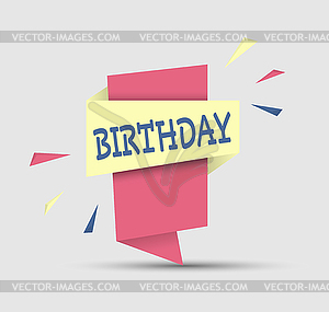 Colorful banner with word BIRTHDAY. Simple - vector clip art
