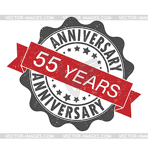 Stamp impression with inscription 55 years - vector image