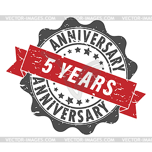 Stamp impression with inscription ANNIVERSARY 5 - vector clipart