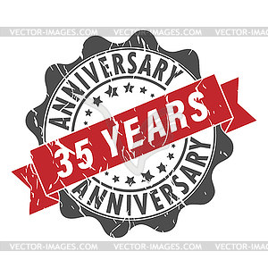 Stamp impression with inscription 35 years - vector image