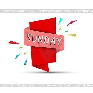 SUNDAY. Colored banner with name of day of week - vector clip art