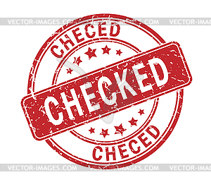 CHECKED. An impression of seal or stamp with scuffs - stock vector clipart