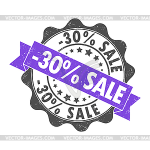 Stamp impression with inscription - 30 percent sale - vector clipart