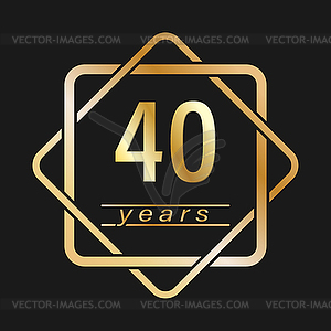 40 years. Stylized gold lettering for - stock vector clipart