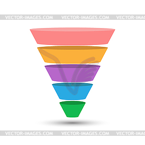 5-part lead generation template. marketing funnel, - vector clipart