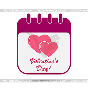 Calendar sheet with heart and inscription - vector clipart