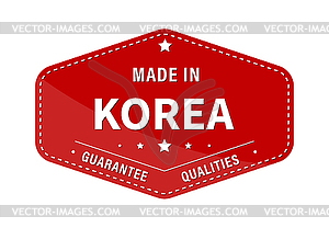 MADE IN KOREA, guarantee quality. Label, sticker - vector clip art