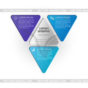 Инфографика треугольника. треугольная диаграмма разделена - клипарт в векторном виде
