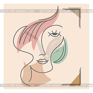 Portrait of an abstract woman, thin line, minimalis - vector clip art