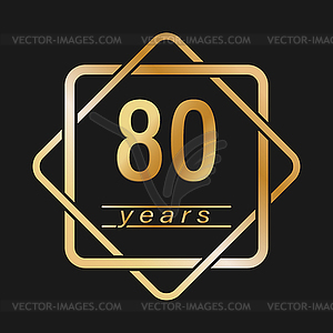 80 years. Stylized gold lettering for - vector clip art