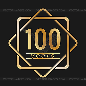 100 лет. Стилизованные золотые надписи для - векторное графическое изображение