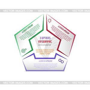 Three parts of pentagon. Infographic diagram for - vector image