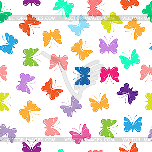 Seamless editable butterfly pattern for texture, - vector clipart