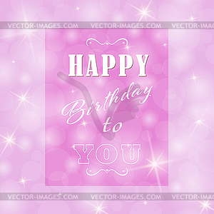 Happy birthday greeting banner with bokeh elements - vector clipart