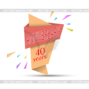 ANNIVERSARY 40 years. Colored banner for - vector clip art