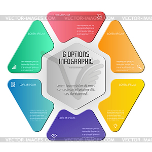 Hexagon infographics. triangular diagram is - vector image