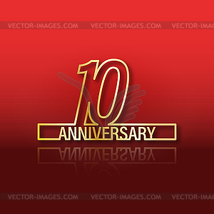 10 anniversary. Stylized gold lettering with - vector clip art