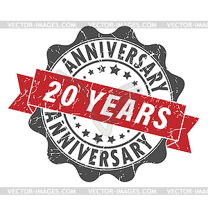 Stamp impression with inscription 20 years - color vector clipart