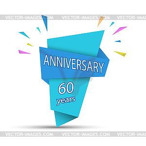 ANNIVERSARY 60 years. Colored banner for - vector clipart