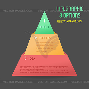 Infographic pyramid. triangle diagram is divided - vector clip art