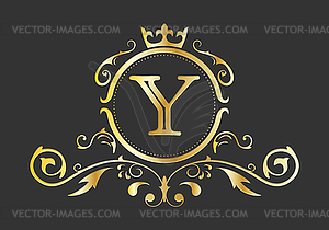 Golden stylized letter Y of Latin alphabet. Monogra - vector image