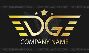 Стилизованные буквы D и G для дизайна логотипа - векторное изображение EPS