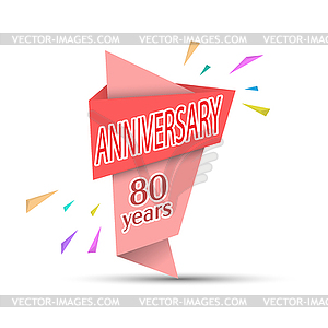 ANNIVERSARY 80 years. Colored banner for - royalty-free vector clipart