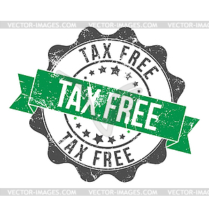 TAX FREE. Stamp impression with inscription. Old - vector image