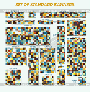 Standard size banner set with color pattern - vector clipart