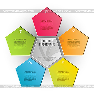 Инфографика Пентагона. треугольная диаграмма разделена - векторный клипарт