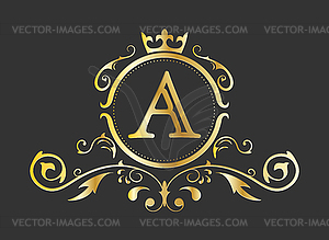 Золотая стилизованная буква латинского алфавита. Монограмма - изображение в векторном виде